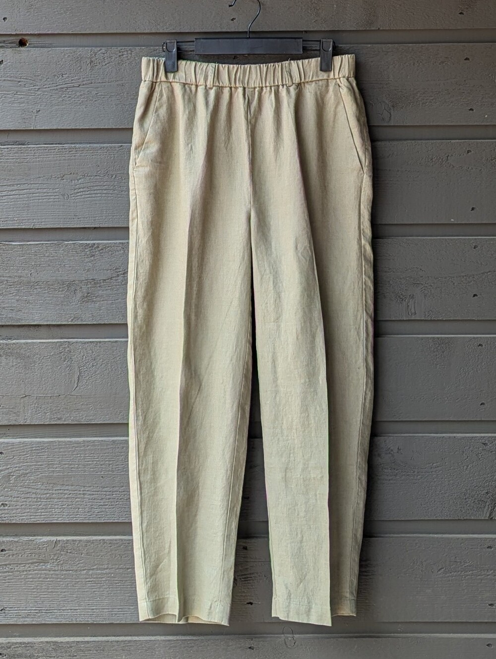 Quince 100% European Linen Pants Washed Olive Khaki Tan Size Small